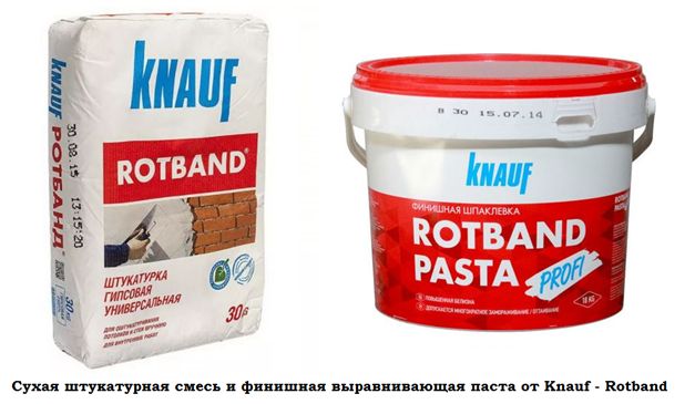 Сухая штукатурная смесь и финишная выравнивающая паста от Knauf - Rotband