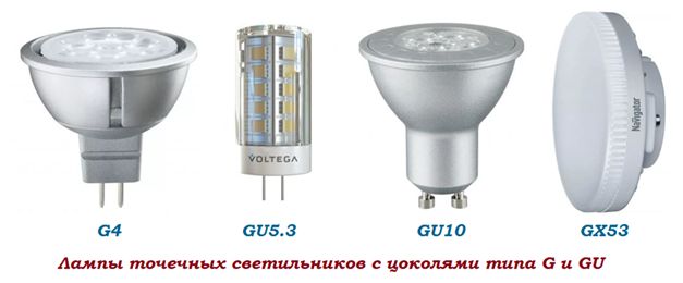 Лампы точечных светильников с цоколями G, GU