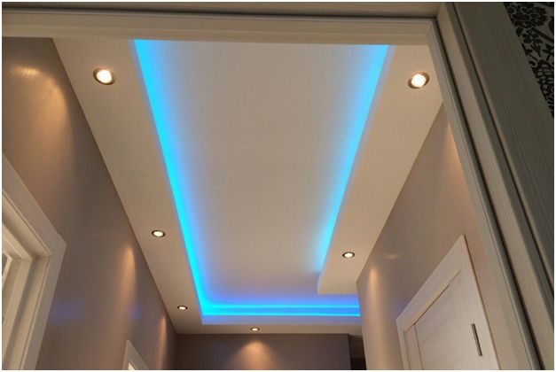 Потолок из гипсокартона с подсветкой — освещение потолочных двухуровневых покрытий
