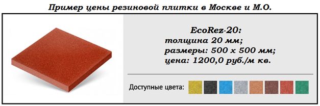 Пример цены резиновой плитки в Москве и М.О.