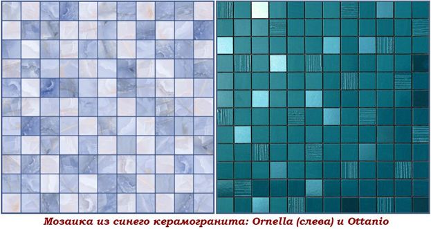 Мозаика из синего керамогранита