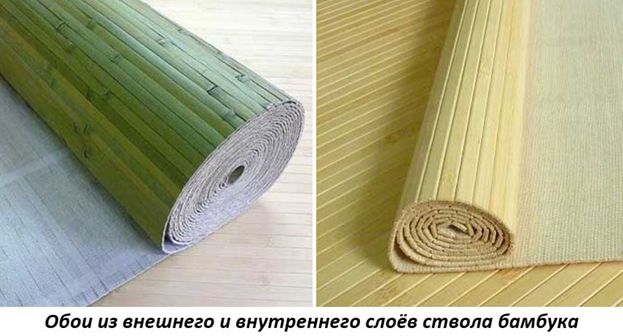 Обои из внешнего и внутреннего слоёв ствола бамбука